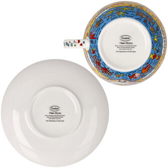 Goebel - James Rizzi | Kop en schotel Cappuccino The Romance of the Sea | Porselein - 500ml