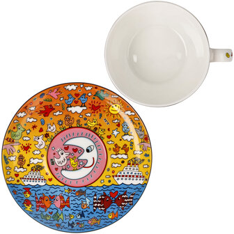 Goebel - James Rizzi | Kop en schotel Cappuccino The Romance of the Sea | Porselein - 250ml