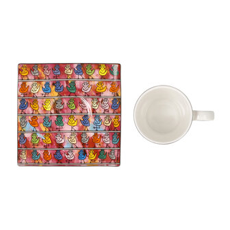 Goebel - James Rizzi | Kop en schotel Espresso We are the Birds | Porselein - 10cm - 100ml - 2 stuks