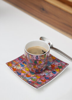 Goebel - James Rizzi | Kop en schotel Espresso We are the Birds | Porselein - 10cm - 100ml - 2 stuks