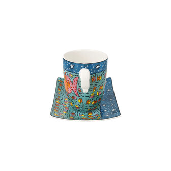 Goebel - James Rizzi | Kop en schotel Family of Fish | Porselein - 19cm - 400ml