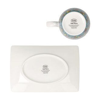 Goebel - James Rizzi | Kop en schotel Family of Fish | Porselein - 19cm - 400ml