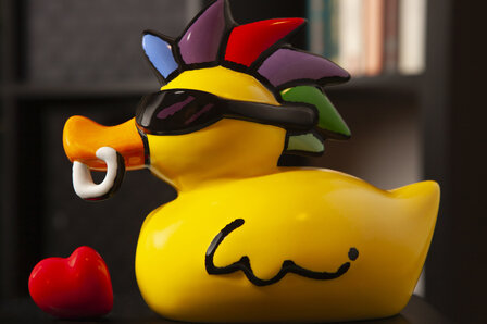 Goebel - Ed Heck | Decoratief beeld Duck Gone Wild | Porselein - eend - 22cm