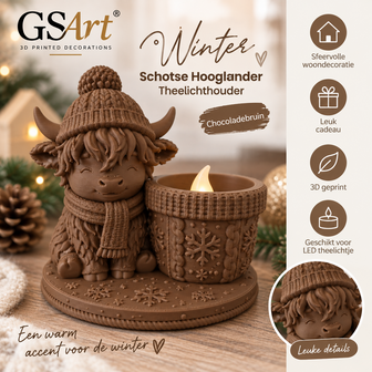 GSArt Porte-bougie Highland &eacute;cossais Hiver &ndash; bougie LED incluse