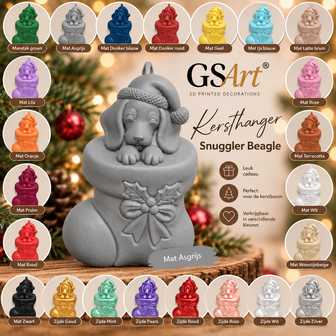 GSArt Kersthanger Hond Snuggler Beagle &ndash; 3D Geprinte Kerstdecoratie &ndash; Kerstboom Hanger