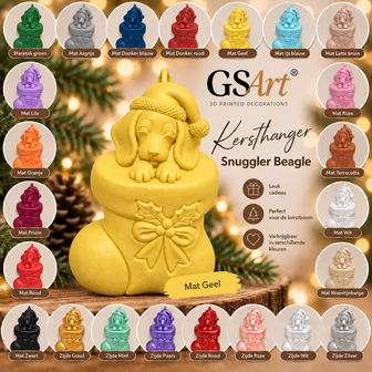 GSArt Kersthanger Hond Snuggler Beagle &ndash; 3D Geprinte Kerstdecoratie &ndash; Kerstboom Hanger