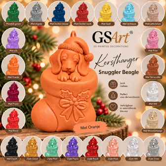 GSArt Kersthanger Hond Snuggler Beagle &ndash; 3D Geprinte Kerstdecoratie &ndash; Kerstboom Hanger