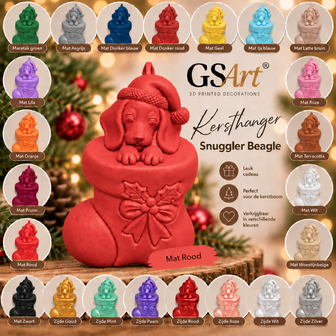 GSArt Kersthanger Hond Snuggler Beagle &ndash; 3D Geprinte Kerstdecoratie &ndash; Kerstboom Hanger