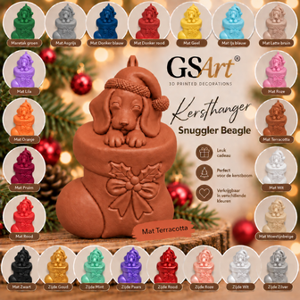 GSArt Kersthanger Hond Snuggler Beagle &ndash; 3D Geprinte Kerstdecoratie &ndash; Kerstboom Hanger