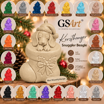 GSArt Kersthanger Hond Snuggler Beagle &ndash; 3D Geprinte Kerstdecoratie &ndash; Kerstboom Hanger