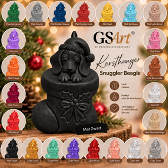 GSArt Kersthanger Hond Snuggler Beagle &ndash; 3D Geprinte Kerstdecoratie &ndash; Kerstboom Hanger