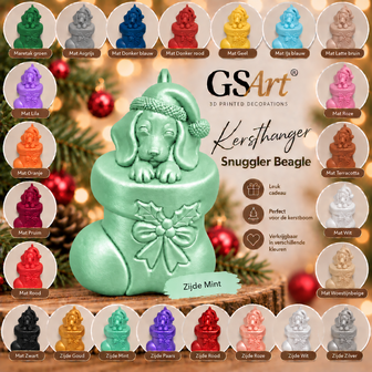GSArt Kersthanger Hond Snuggler Beagle &ndash; 3D Geprinte Kerstdecoratie &ndash; Kerstboom Hanger