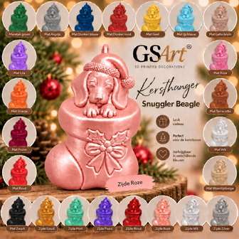 GSArt Kersthanger Hond Snuggler Beagle &ndash; 3D Geprinte Kerstdecoratie &ndash; Kerstboom Hanger