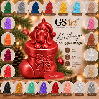 GSArt Kersthanger Hond Snuggler Beagle &ndash; 3D Geprinte Kerstdecoratie &ndash; Kerstboom Hanger