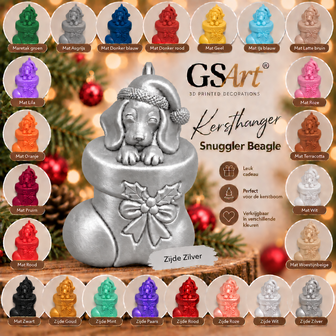 GSArt Kersthanger Hond Snuggler Beagle &ndash; 3D Geprinte Kerstdecoratie &ndash; Kerstboom Hanger
