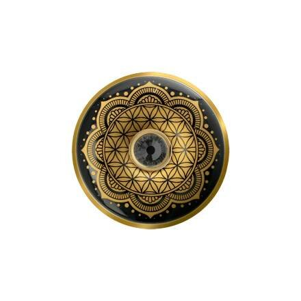 OP=OP Goebel® - Lotus | Broche "Bloem des Levens Zwart" | Porselein, 5cm, met glaskristallen en echt goud