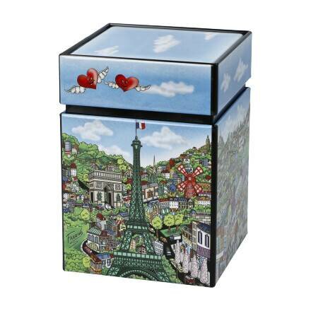 Goebel - Charles Fazzini | Tea box Come visit me in Paris | Metal, 11cm, storage box