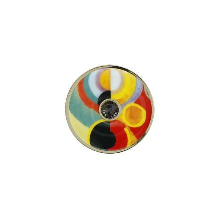 OP=OP Goebel - Robert Delauny | Broche Geniet van het leven | Porselein, 5cm, met glaskristallen en echt goud