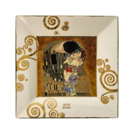 Goebel® - Gustav Klimt | Decoratieve Schaal "De Kus" | Porselein, 12cm, met echt goud