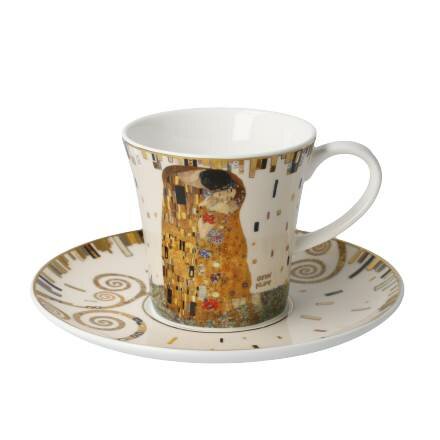 Goebel - Gustav Klimt | Kop en schotel De Kus | Porselein - 350ml - met echt goud