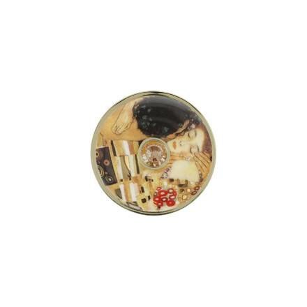 OP=OP Goebel - Gustav Klimt | Broche De Kus | Porselein, 5cm, met glaskristallen