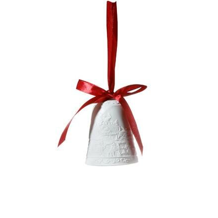 OP=OP Goebel® - Fitz and Floyd | Kersthanger "Bell Santa met slee" | Porselein, 9cm