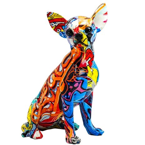 Statue décorative Graffiti Art Chihuahua coloré 26 cm