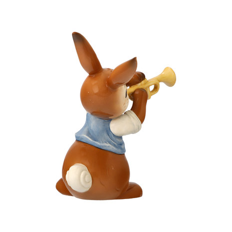 Goebel - Pasen | Decoratief beeld / figuur Haas Trompet Solo | Aardewerk - 15cm