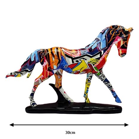 Graffiti Art Decorative statue Colorful Running Horse 30cm