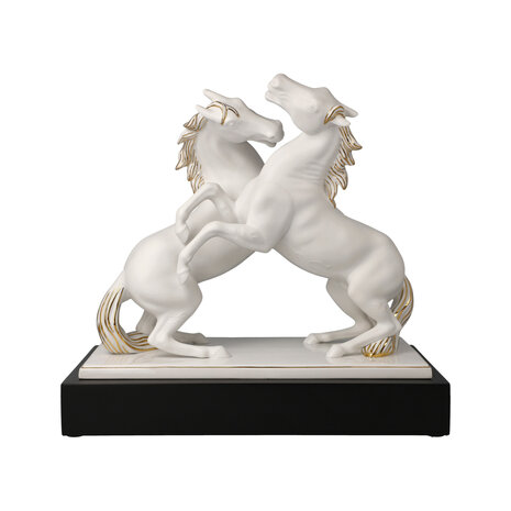 Goebel - Studio 8 | Decoratief beeld / figuur Paarden | Porselein - 32cm - met echt goud