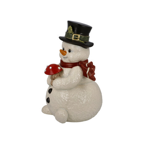 Goebel - Noël | Statue / figurine décorative Bonhomme de neige Petit messager chanceux | Poterie - 22cm - Edition Limitée