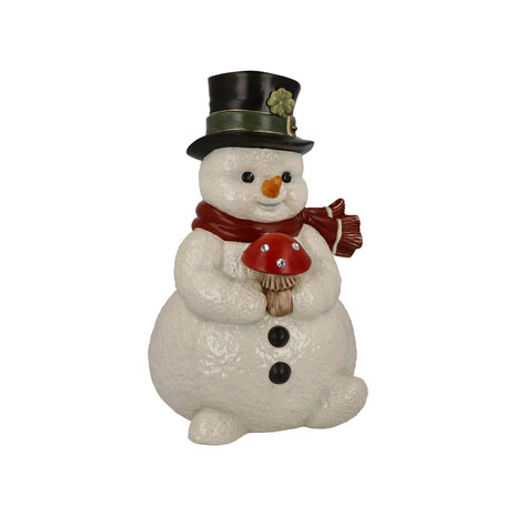 Goebel - Noël | Statue / figurine décorative Bonhomme de neige Petit messager chanceux | Poterie - 22cm - Edition Limitée