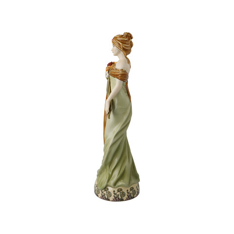 Goebel - Alphonse Mucha | Decoratief beeld / figuur Lente 1900 | Porselein - 32cm - Limited Edition - met echt goud