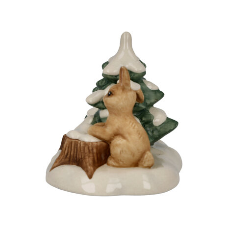 Goebel - Kerst | Decoratief beeld / figuur Grappig konijn | Aardewerk - 8cm