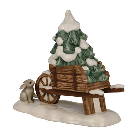 Goebel - Kerst | Decoratief beeld / figuur Kruiwagen | Aardewerk - 12cm