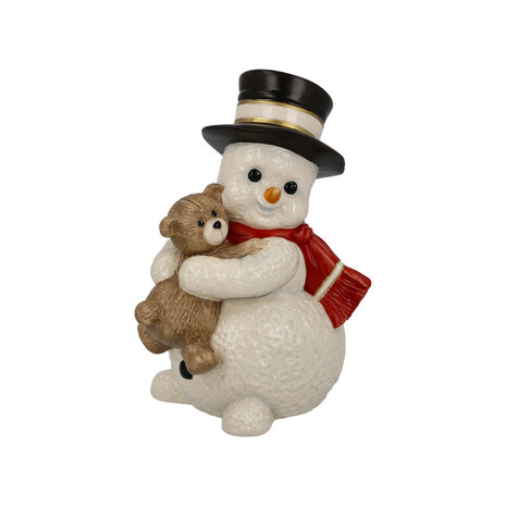 Goebel - Kerst | Decoratief beeld / figuur Sneeuwpop Mijn knuffelvriend | Aardewerk - 12cm