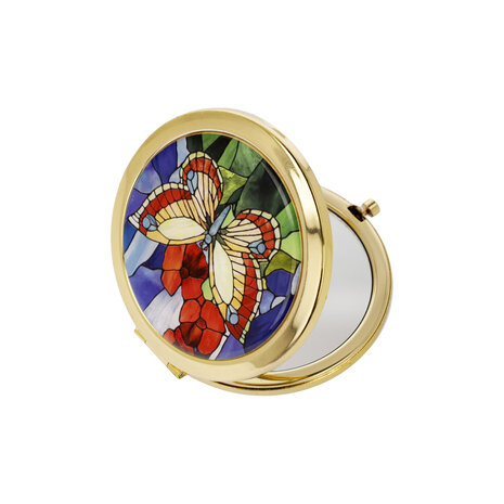 Goebel - Louis Comfort Tiffany | Make-up Taschenspiegel Schmetterlinge | Metall - 7cm