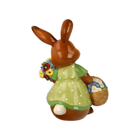 Goebel - Pâques | Statue / personnage décoratif Lièvre Lapin fille Un bouquet de fleurs | Poterie - 25cm - Lapin de Pâques