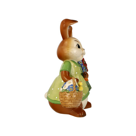Goebel - Easter | Decorative statue / figure Hare Rabbit girl A bouquet of flowers | Pottery - 25cm - Easter bunny