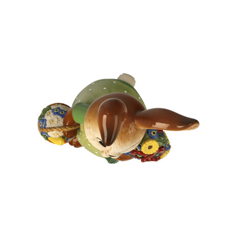 Goebel - Pasen | Decoratief beeld / figuur Haas Konijnenmeisje Een boeket bloemen | Aardewerk - 25cm - paashaas