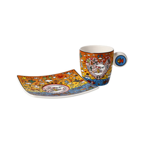 Goebel - James Rizzi | Cup and saucer Espresso The Romance of the Sea | Porcelain - 10cm - 100ml