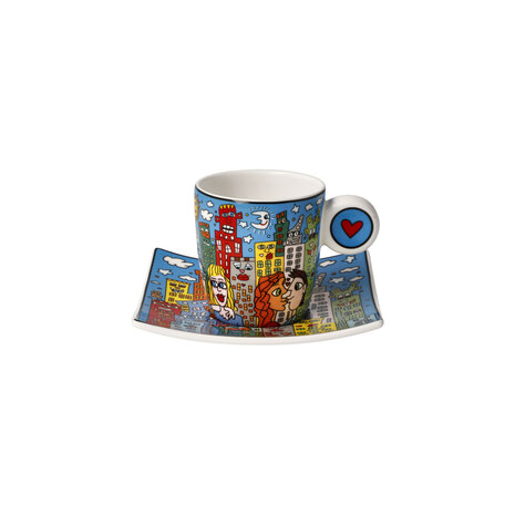 Goebel - James Rizzi | Cup and saucer Espresso Summer in the City | Porcelain - 10cm - 100ml