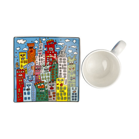 Goebel - James Rizzi | Cup and saucer Espresso Summer in the City | Porcelain - 10cm - 100ml