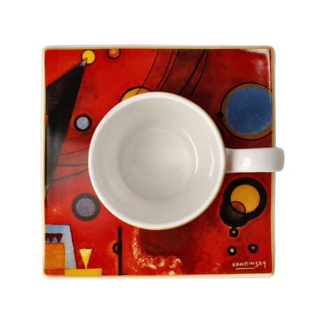 Goebel - Vassily Kandinsky | Tasse et soucoupe Espresso Heavy rouge | Porcelaine - 10cm - 100ml