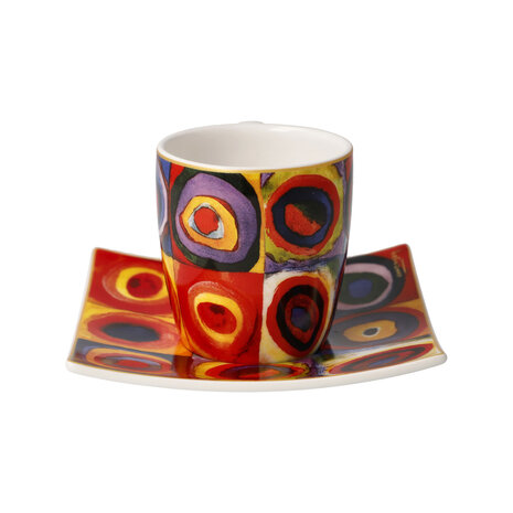Goebel - Wassily Kandinsky | Kop en schotel Espresso Vierkanten | Porselein - 10cm - 100ml