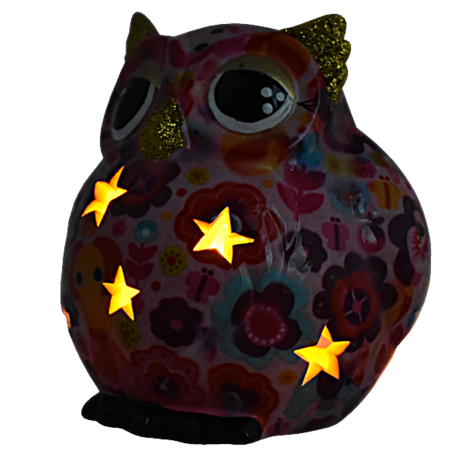 Pomme Pidou Tea Light Holder Owl Olive 002 (11x10x12cm - Ceramic)