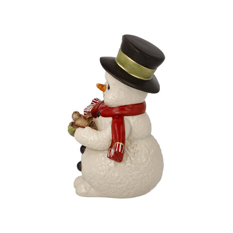 Goebel - Kerst | Decoratief beeld / figuur Sneeuwpop Paar Tjilpende Vogels | Aardewerk - 12cm