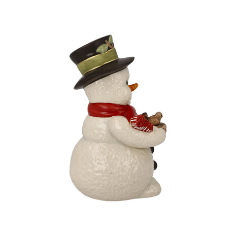 Goebel - Noël | Statue / figurine décorative Bonhomme de neige Paire d'oiseaux gazouillants | Faïence - 12cm
