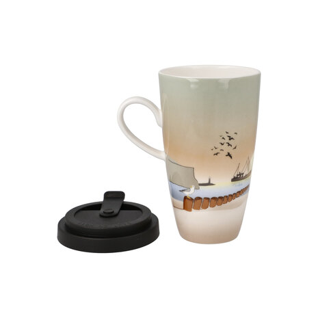 Goebel - Scandic Accueil | Tasse à café/thé à emporter Sunset Mood | Avec couvercle - porcelaine - 500ml
