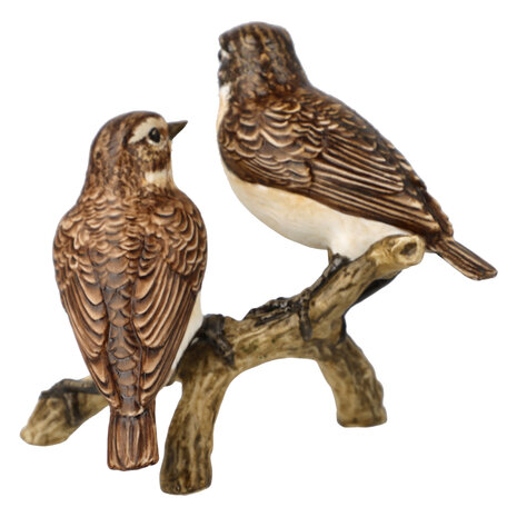 Goebel - Birds | Decorative statue / figure Bird of the Year 2023 - Whinchat pair | Porcelain - 11cm